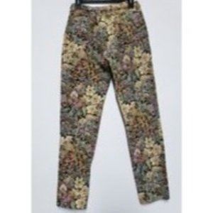 Z Cavaricci Vtg Pants Womens 28 80s Tapestry High Waisted Floral Jeans Brocade
